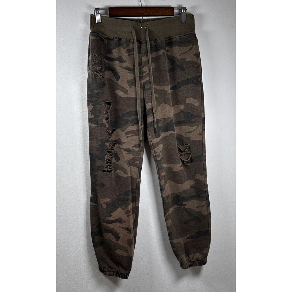 Dance & Marvel Camo Jogger Sweatpants Womens L Distressed Drawstring Y2K Grunge